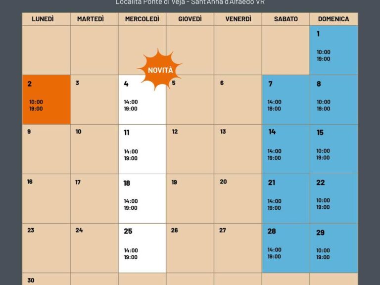 aperture infrasettimanali veja adventure park