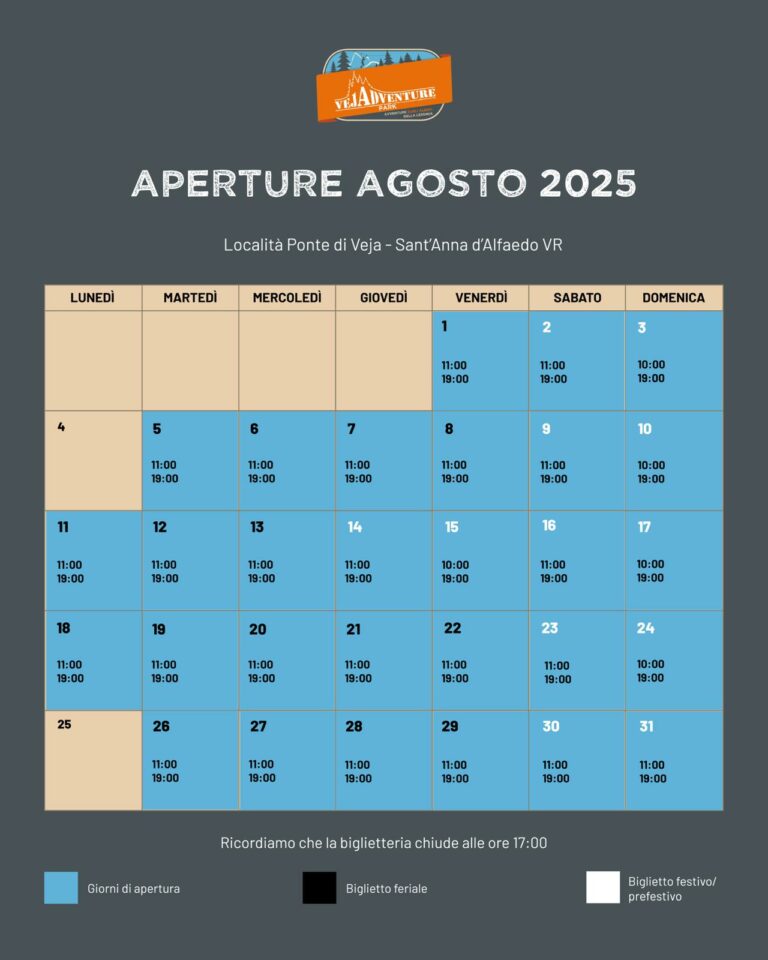calendario agosto 2025 veja park